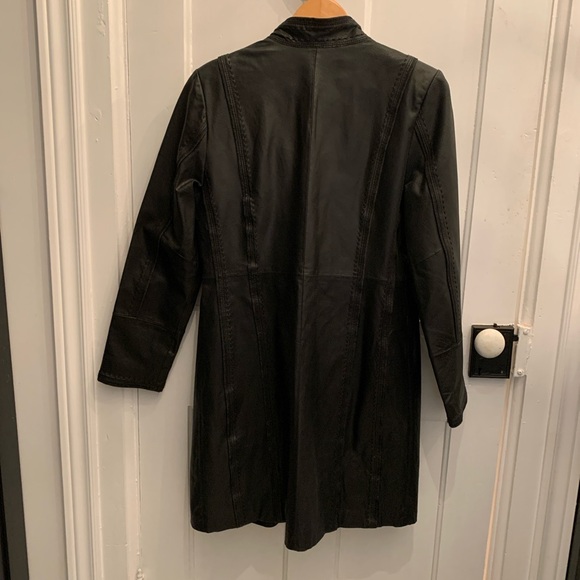 Black Leather Coat M - Picture 2 of 16